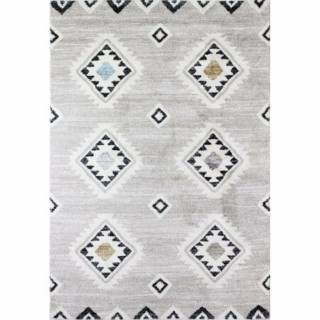 BASHIAN 2 ft. 6 in. x 8 ft. Aztec Collection Contemporary Polpropylene Power Loom Area Rug Beige & Blue A162-BEBL-2.6X8-BHA308